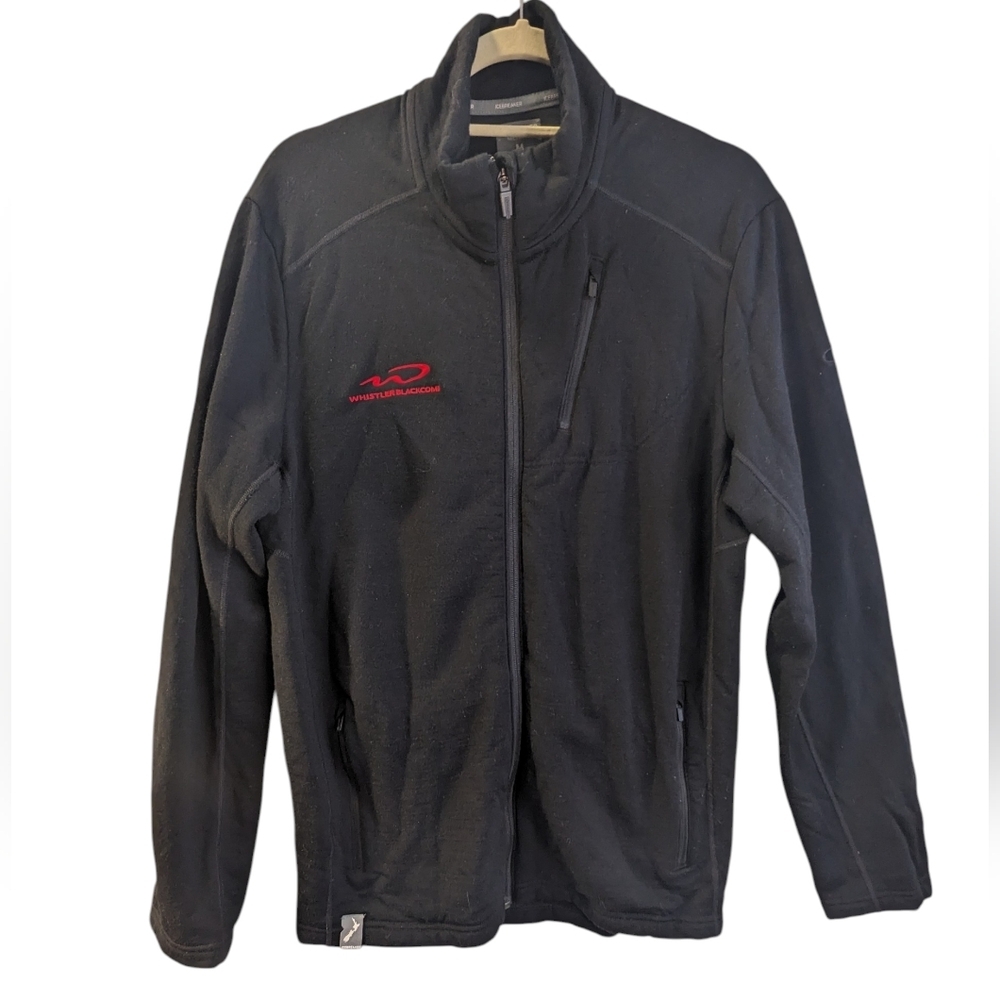 Icebreaker Men's Black Performance Jacket Merino Wool Red Logo Size M
